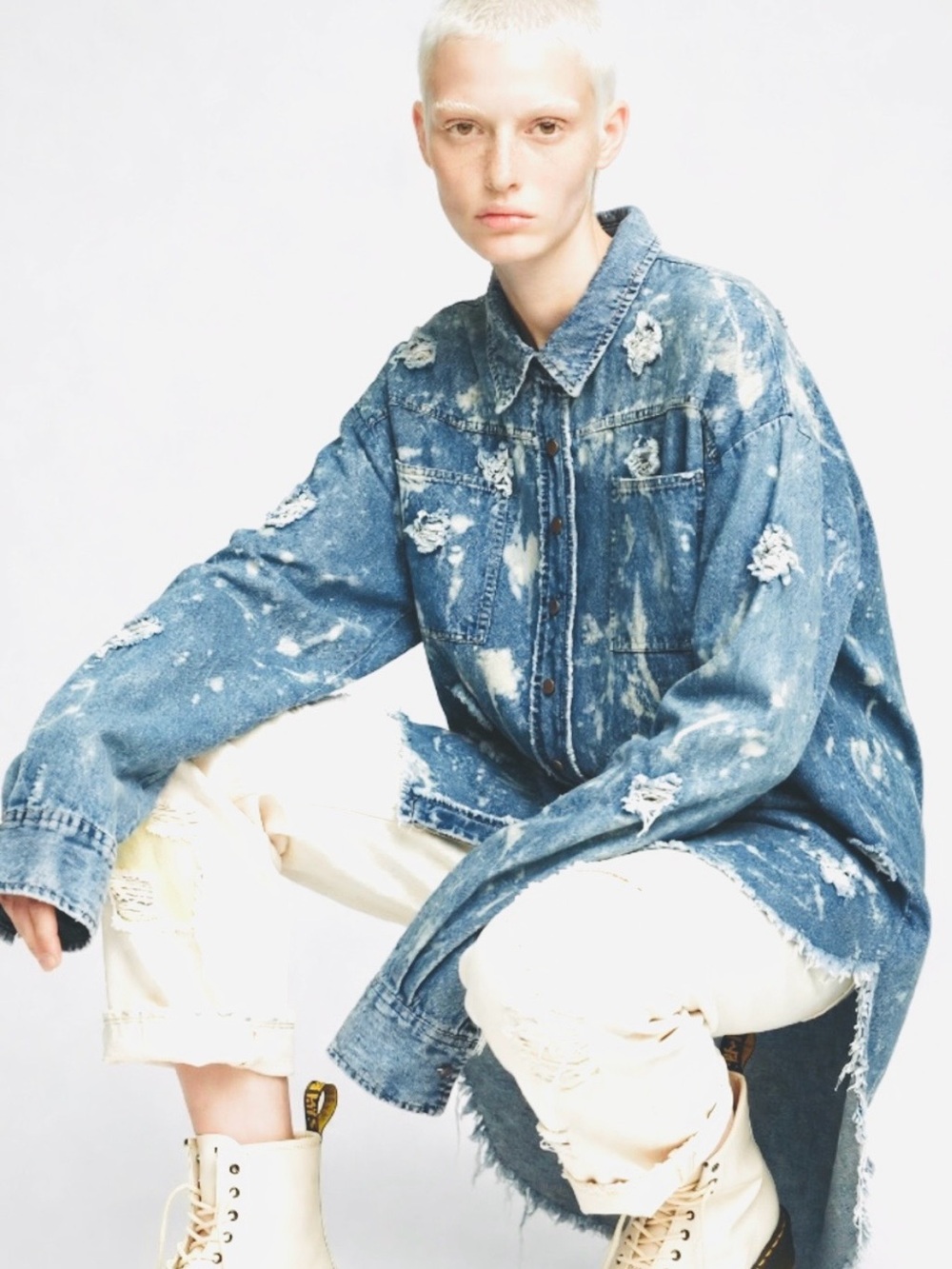 Oli and Hali tencel distressed oversized shirt